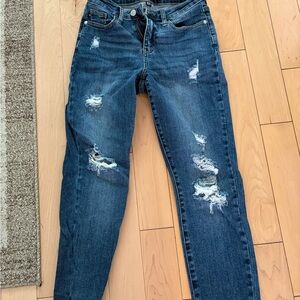 Judy Blue Dark Wash Distressed Skinny Jeans